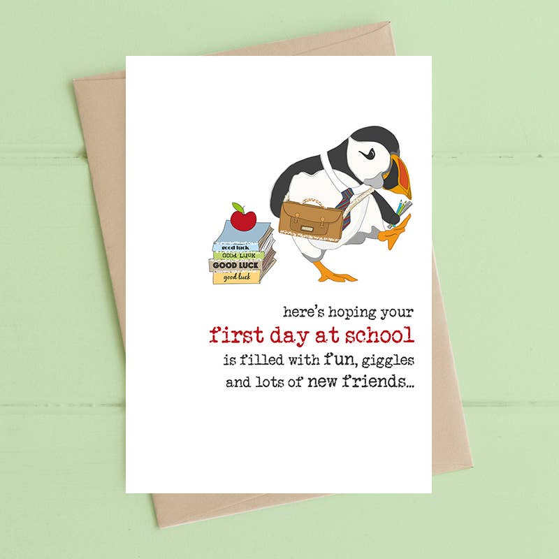 Starting School - Puffin - First Day at School - Greetings Card - Dandelion Stationery