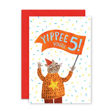 Load image into Gallery viewer, 5th Birthday Card - Yippee You&#39;re 5  - Emily Nash Illustration
