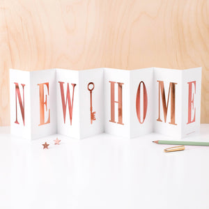 New Home - Luxury Concertina Foil Banner Card - Greetings Card - Coulson Macleod