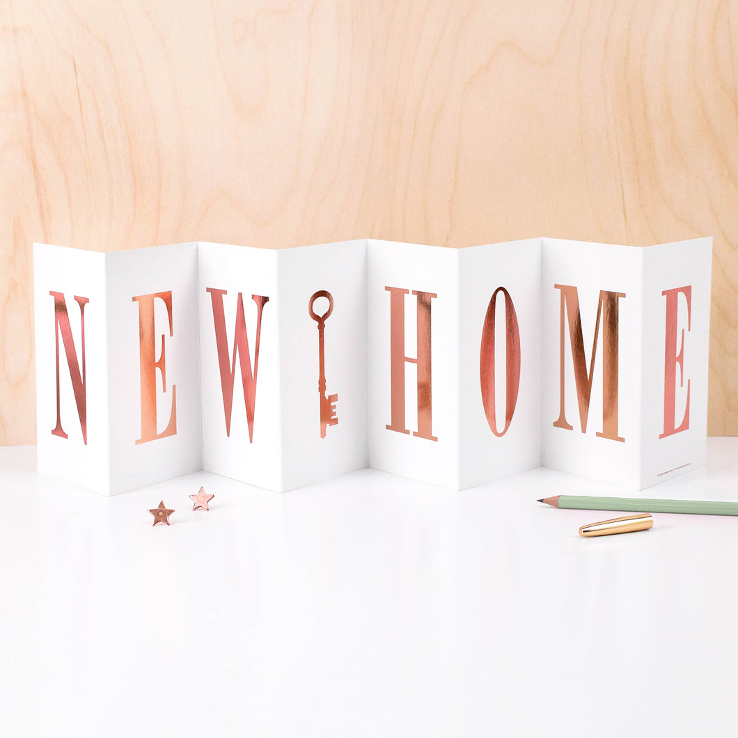 New Home - Luxury Concertina Foil Banner Card - Greetings Card - Coulson Macleod
