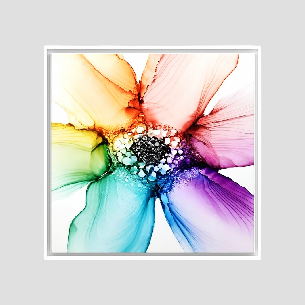 Greetings Card - Rainbow Flower - Nichol Stokes Designs - Alcohol Ink Artwork