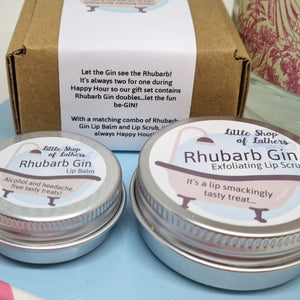 Happy Hour - Rhubarb Gin Lip Balm and Lip Scrub Duo - Little Shop of Lathers - Pampering Gift Set
