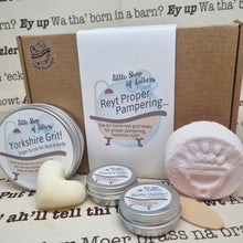 Load image into Gallery viewer, Reyt Proper Pampering - Yorkshire themed bath and body gift set - Little Shop of Lathers
