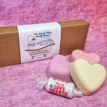 Load image into Gallery viewer, Hugs and Fizzes - pampering bath and body gift set - Little Shop of Lathers
