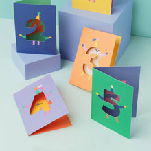 Load image into Gallery viewer, Greetings Card - Age 3 - Die Cut 3rd Birthday Card - Rumble Cards
