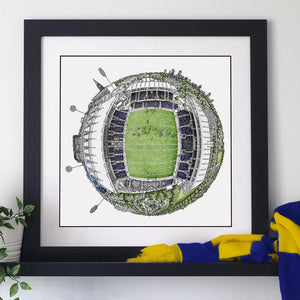 Headingley Stadium Globe - Square Print - StavesArt - Leeds Rhinos