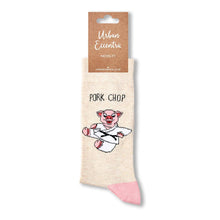 Load image into Gallery viewer, Pork Chop Socks - Unisex Pig Karate Pun Socks - Urban Eccentric
