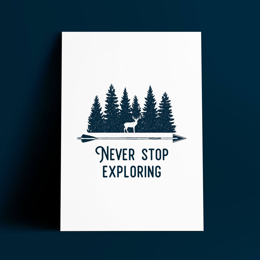 Print - A3 - Never Stop Exploring - Adventurers- Blush and Blossom