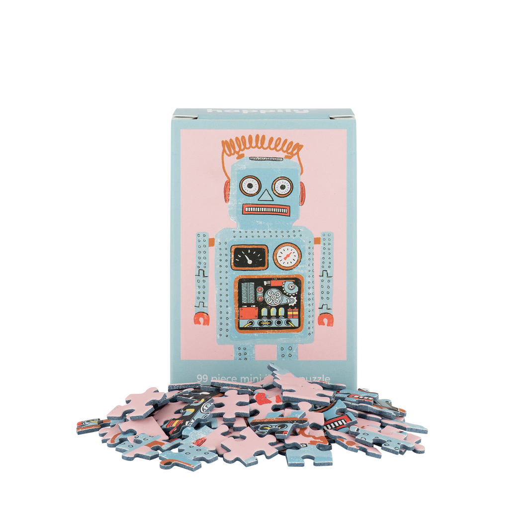 Mini Jigsaw Puzzle - Robot - 99 Piece Mini Jigsaw Puzzle - Happily Puzzles