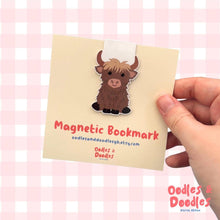 Load image into Gallery viewer, Bookmark - Highland Cow Magnetic Bookmark - Book Lover Gift - Oodles &amp; Doodles
