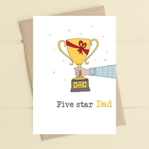 Five Star Dad - Greetings Card - Fathers Day / Dad Birthday - Dandelion Stationery