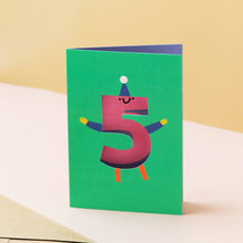 Load image into Gallery viewer, Greetings Card - Age  5 - Die Cut 5th Birthday  Card - Rumble Cards
