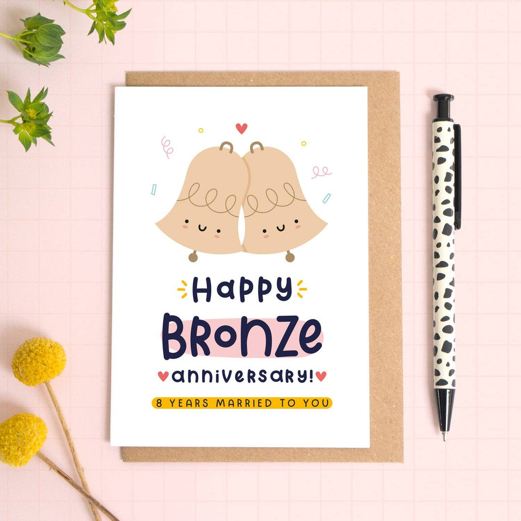 Bronze Anniversary Card - 8th Wedding Anniversary - Joanne Hawker