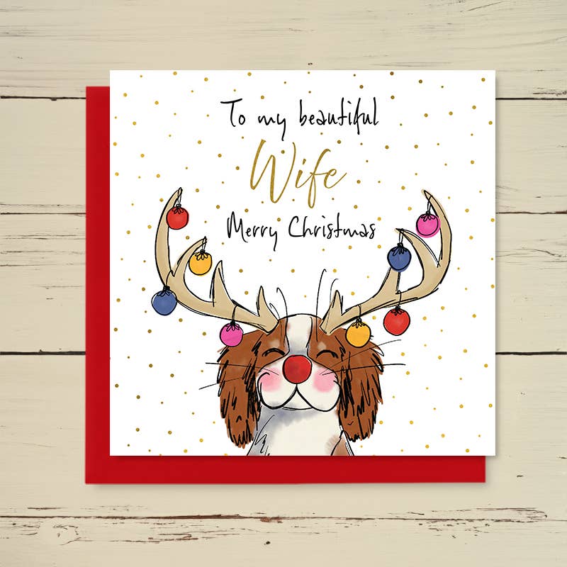 Family Christmas Card - To My Beautiful Wife - Merry Christmas - Dandelion Stationery