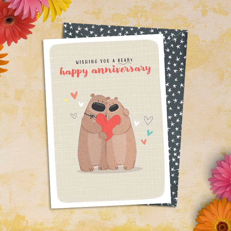Beary Happy Anniversary - Greetings Card - Wedding Anniversary - Dandelion Stationery