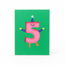 Load image into Gallery viewer, Greetings Card - Age  5 - Die Cut 5th Birthday  Card - Rumble Cards
