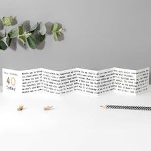 Load image into Gallery viewer, 40th Birthday Card - Mini Concertina Fold-Out Banner - Coulson Macleod
