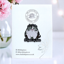 Load image into Gallery viewer, Enamel Pin - I'm Fine It's Just My Face Grumpy Cat Pin Badge - The Little Pin Co - Cat Lover Gifts
