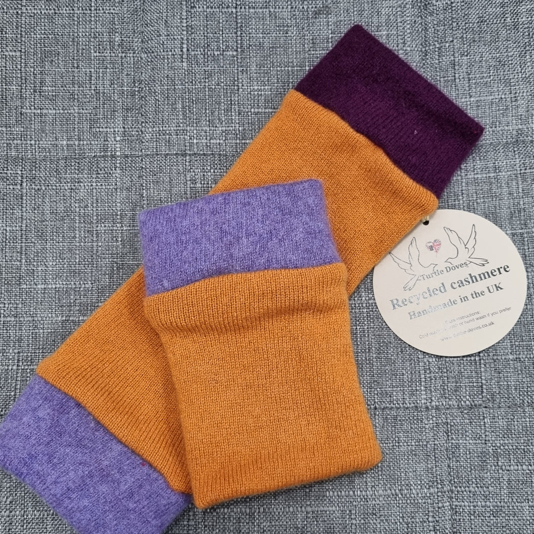 Cashmere Wrist Warmers - Turtle Doves - Orange