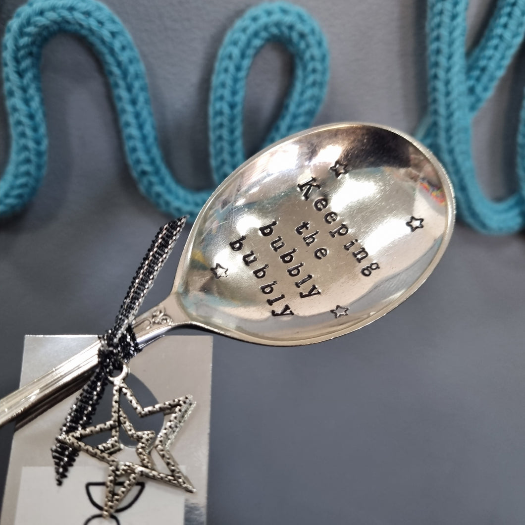 Keeping the Bubbly bubbly - stamped spoon - Dollop and Stir