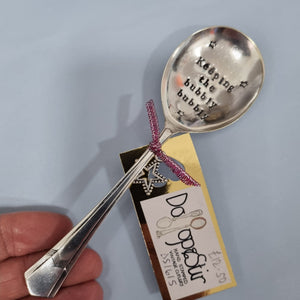 Keeping the Bubbly bubbly - stamped spoon - Dollop and Stir