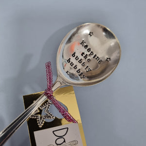 Keeping the Bubbly bubbly - stamped spoon - Dollop and Stir