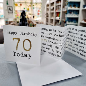 70th Birthday Card - Mini Concertina Fold-Out Banner - Coulson Macleod