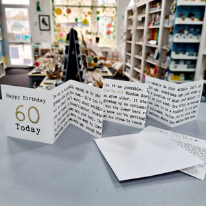60th Birthday Card - Mini Concertina Fold-Out Banner - Coulson Macleod
