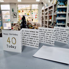 Load image into Gallery viewer, 40th Birthday Card - Mini Concertina Fold-Out Banner - Coulson Macleod
