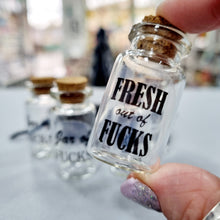 Load image into Gallery viewer, Sweary Mini bottle - Fresh out of F*cks - Jar of F*cks - Mini keepsake
