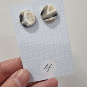 Agate Looking Stud Statement Earrings - Polymer clay - Laura Fernandez Designs