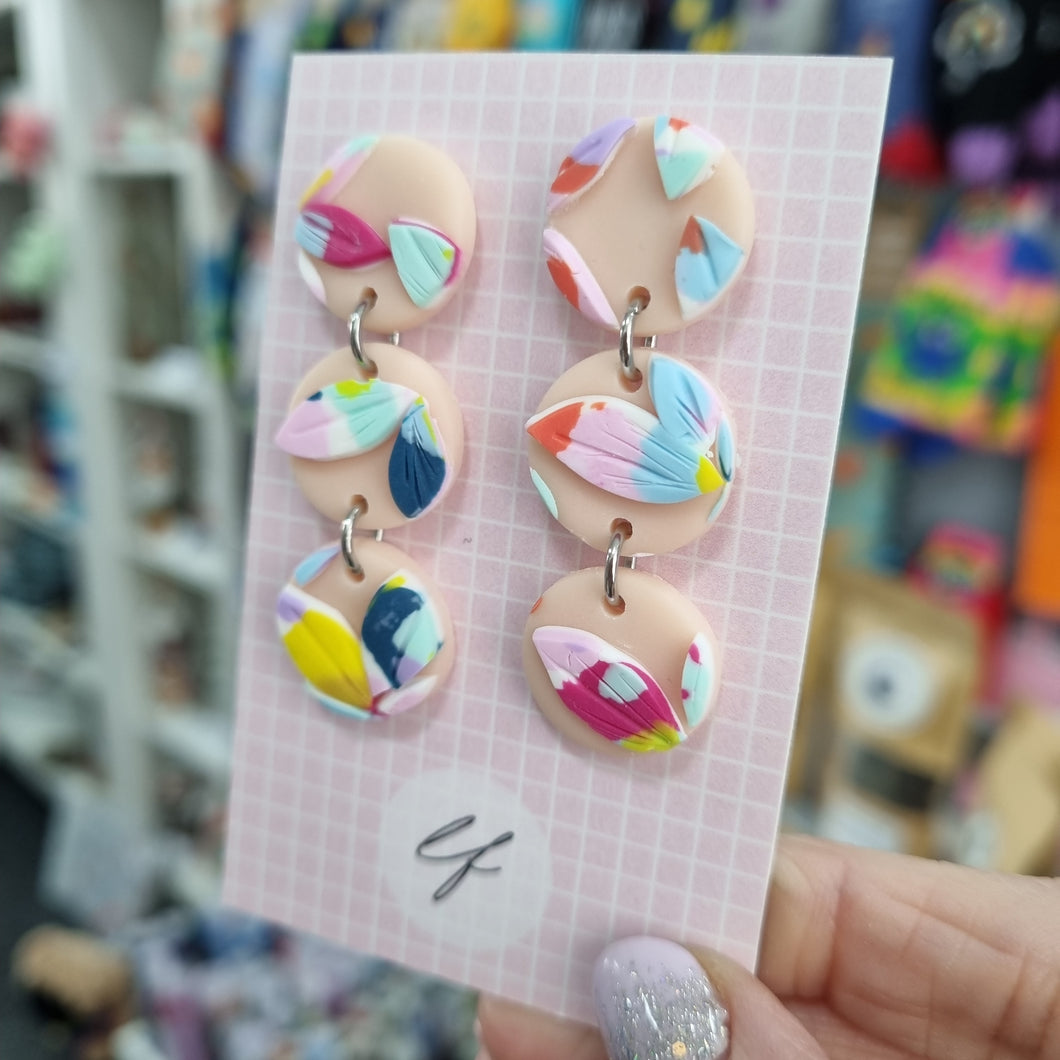 Tropical Leaf circle earrings - Polymer Clay Drop Earrings - Laura Fernandez Designs