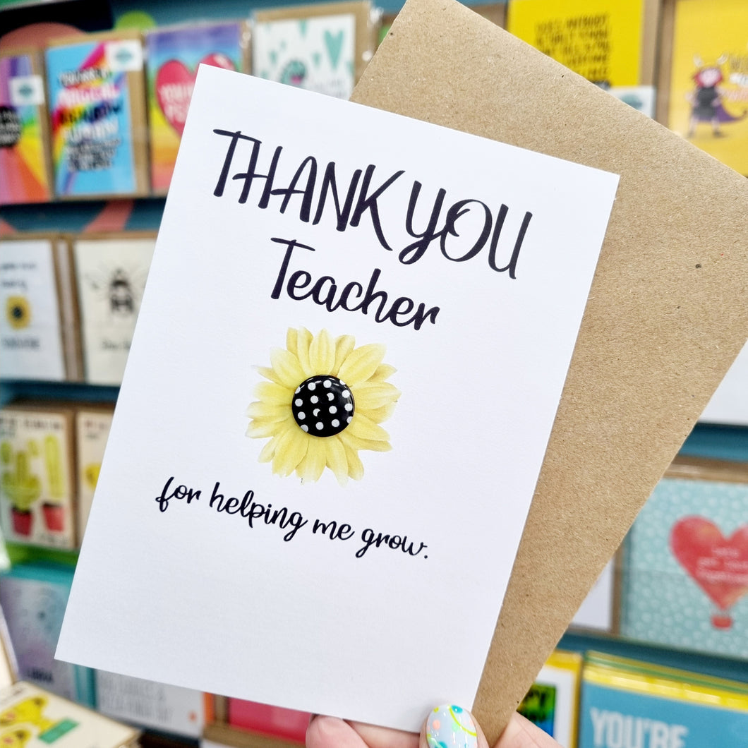 Thank you Teacher for helping me grow - greetings card - Hello Sweetie