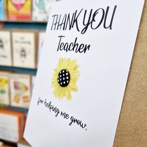 Thank you Teacher for helping me grow - greetings card - Hello Sweetie