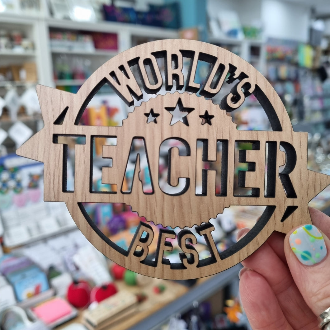 Worlds Best Teacher - Wooden lasercut coaster - Allmappedout