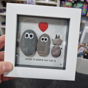 Cat Pebble Art Frame  - Home is where my cats is - Pebbled19