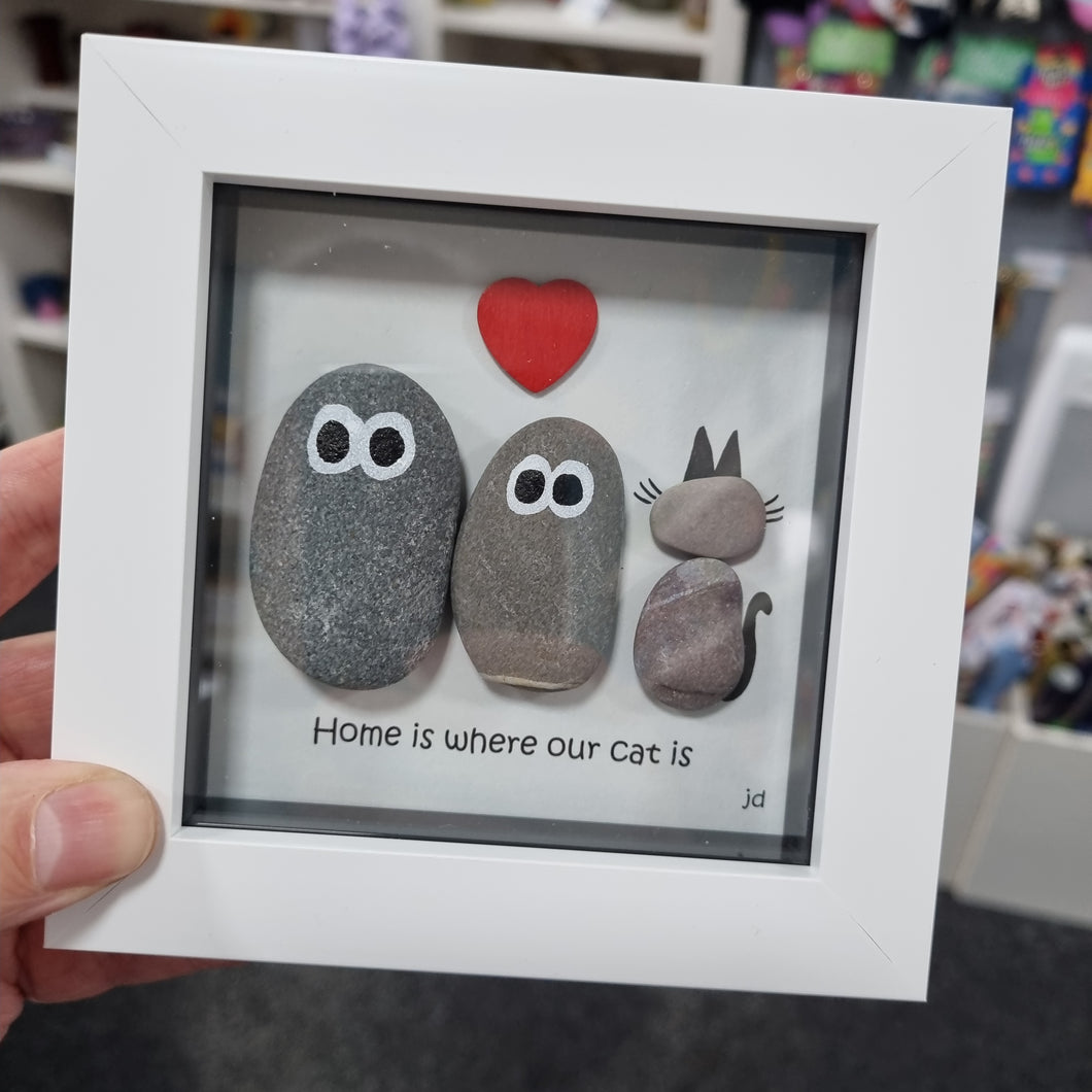 Cat Pebble Art Frame  - Home is where my cats is - Pebbled19