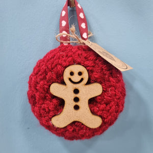 Mini Festive Crochet Wreath - Gingerbread Man - Best Efforts