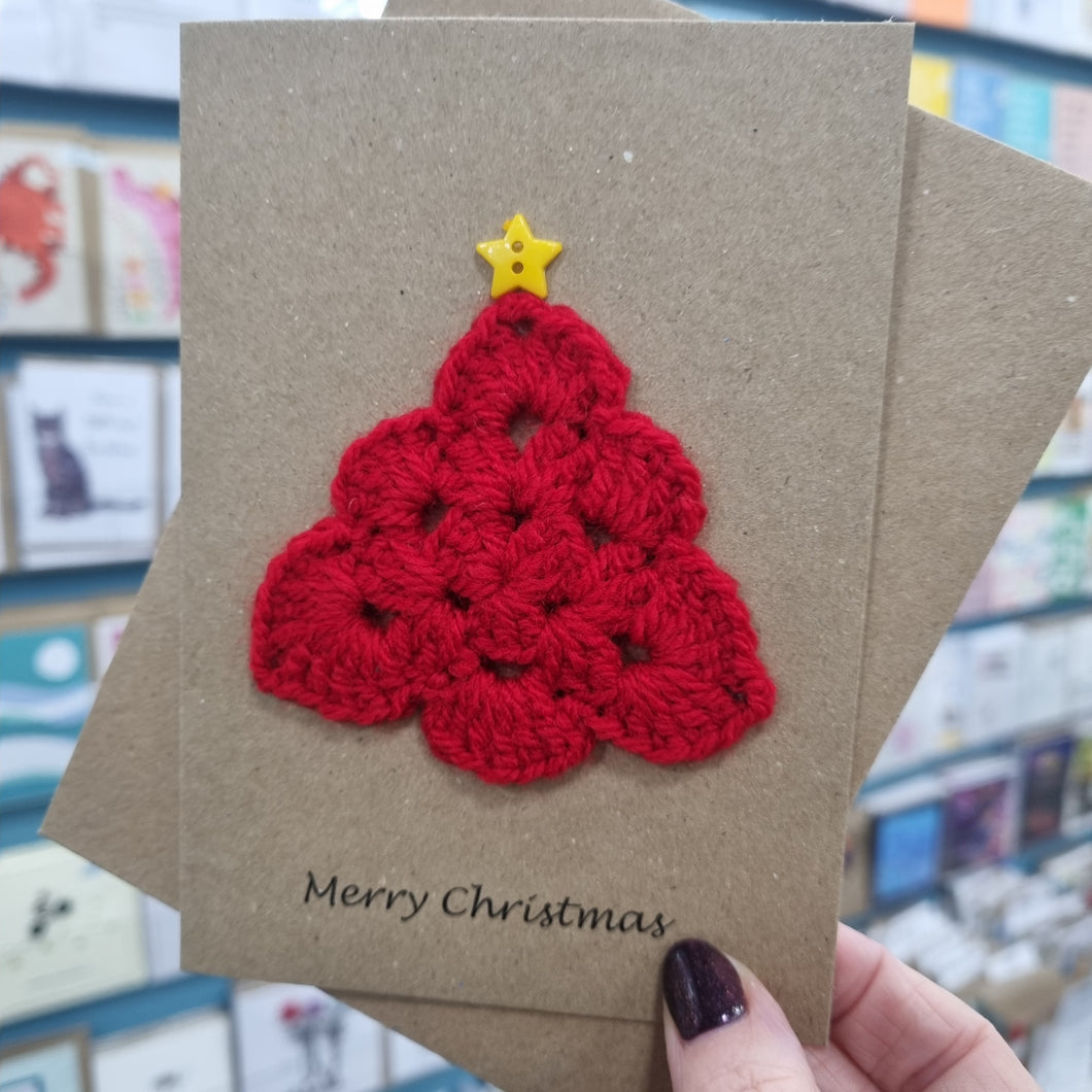 Crochet Christmas Card - Red Chistmas Tree  - Best Efforts