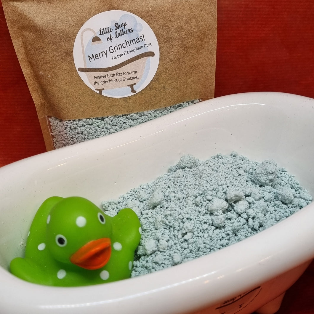 Merry Grinchmas! Festive Bath Fizz - Little Shop of Lathers - handmade bath treat - Christmas Pampering
