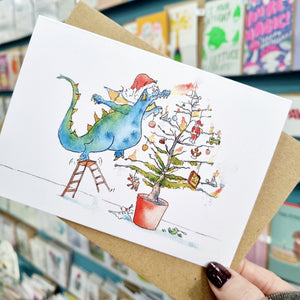 Christmas Card - Dragon v Christmas Tree - Tim Gomersall Art & Illustration