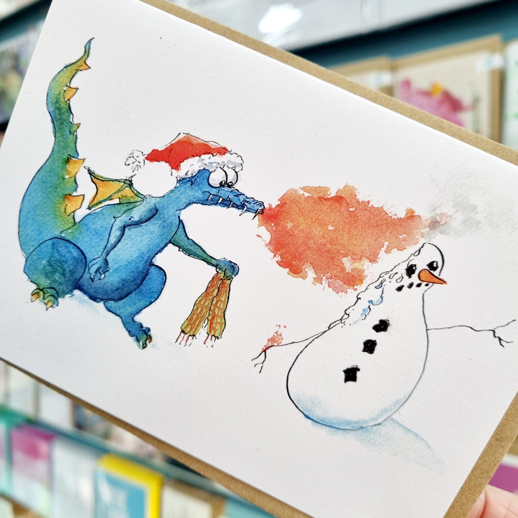 Christmas Card - Dragon v Snowman - Tim Gomersall Art & Illustration