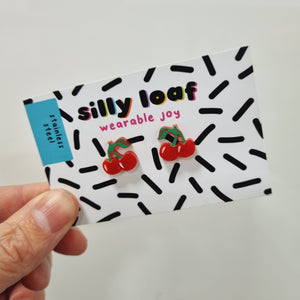 Cherry Stud Earrings - Acrylic Earrings - Silly Loaf