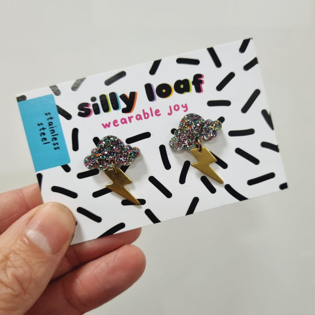 Glitter Storm Stud Earrings - Acrylic Earrings - Silly Loaf