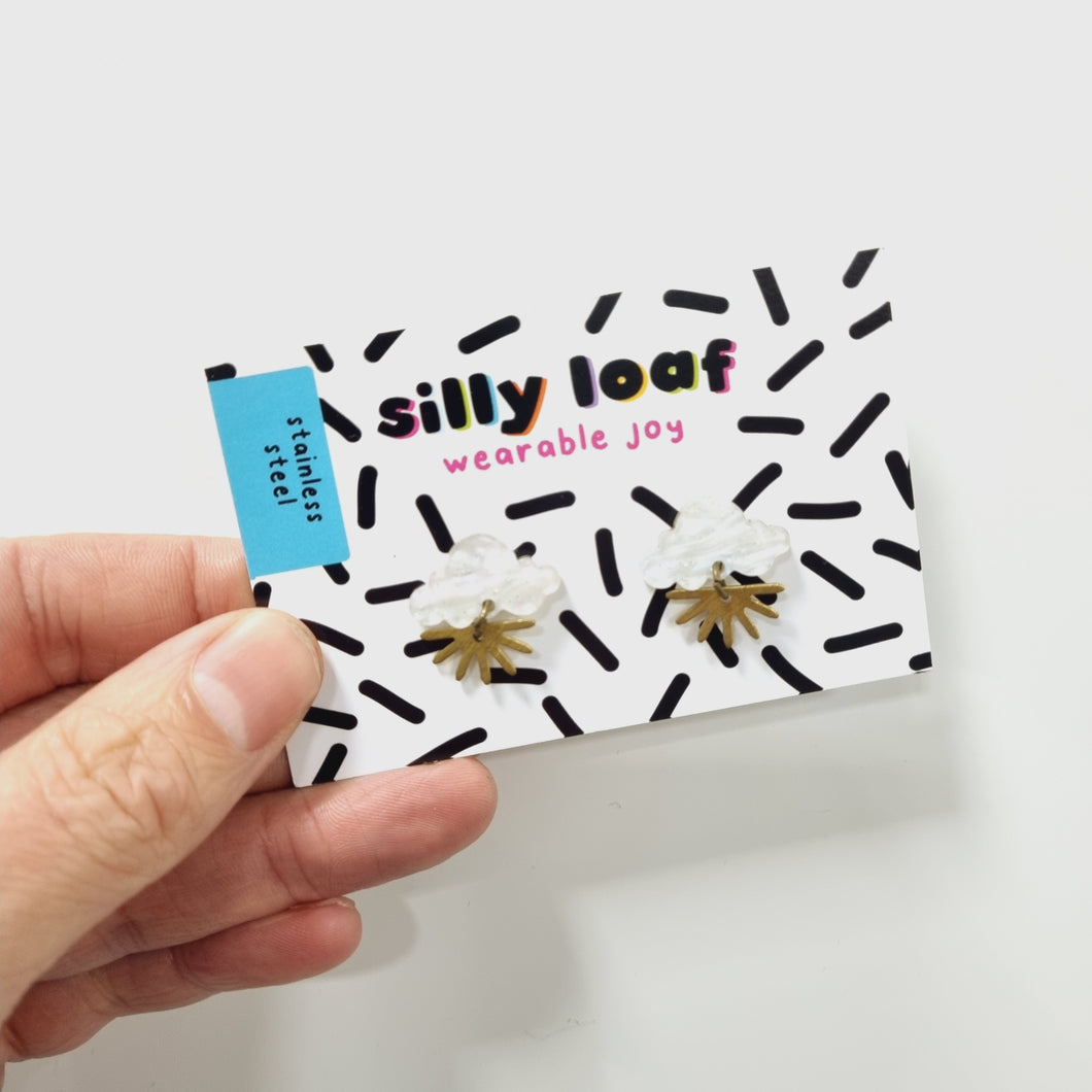 Glitter Sunshine Stud Earrings - Acrylic Earrings - Silly Loaf