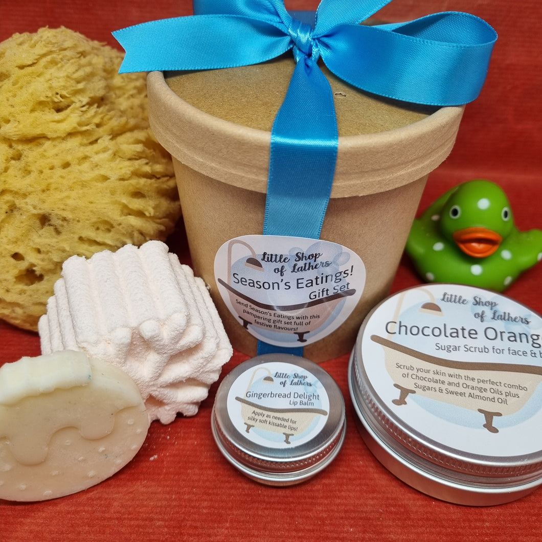 Seasons Eatings! - Festive Pampering Gift Set - Little Shop of Lathers - Christmas Puns