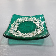 Load image into Gallery viewer, Wreath Glass Small Trinket Dish - Glass Dish - Christmas Wreath - Twice Fired - Candle Holder
