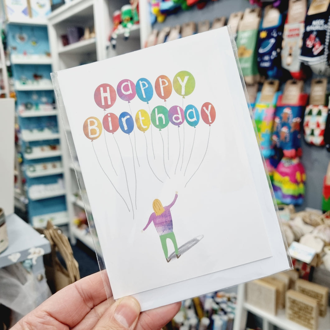 Happy Birthday - Balloons - Greetings Card - Illustrator Kate