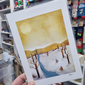 Sledging A5 Print - Illustrator Kate - Yorkshire gifts