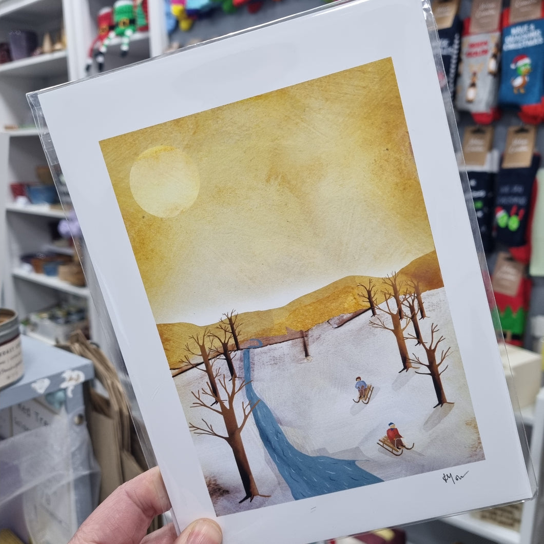 Sledging A5 Print - Illustrator Kate - Yorkshire gifts